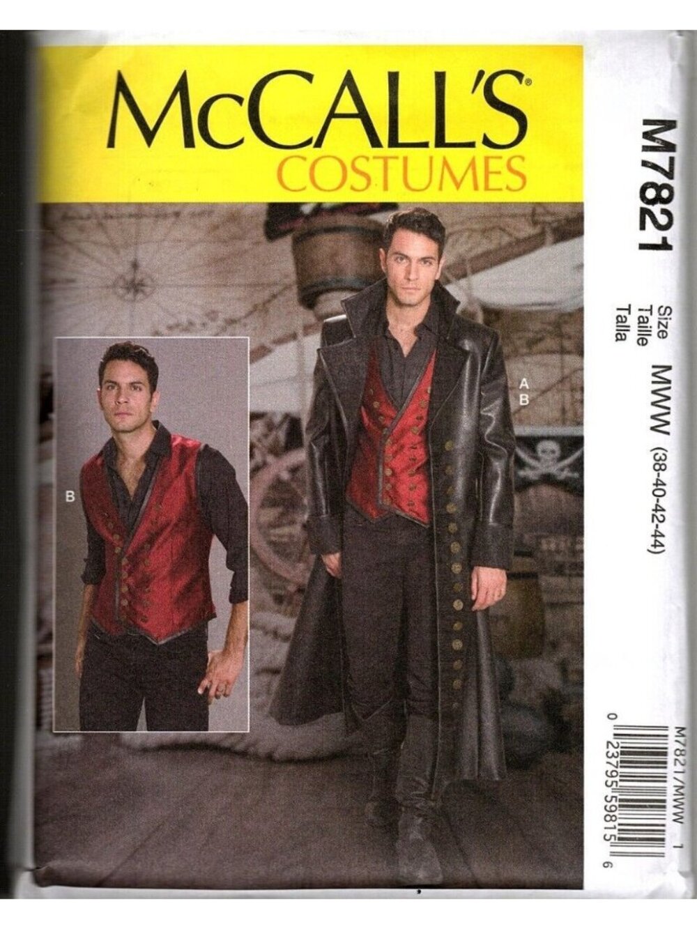 McCalls M7821 Mens 38 to 44 Costume Gothic Cosplay Uncut Sewing Pattern